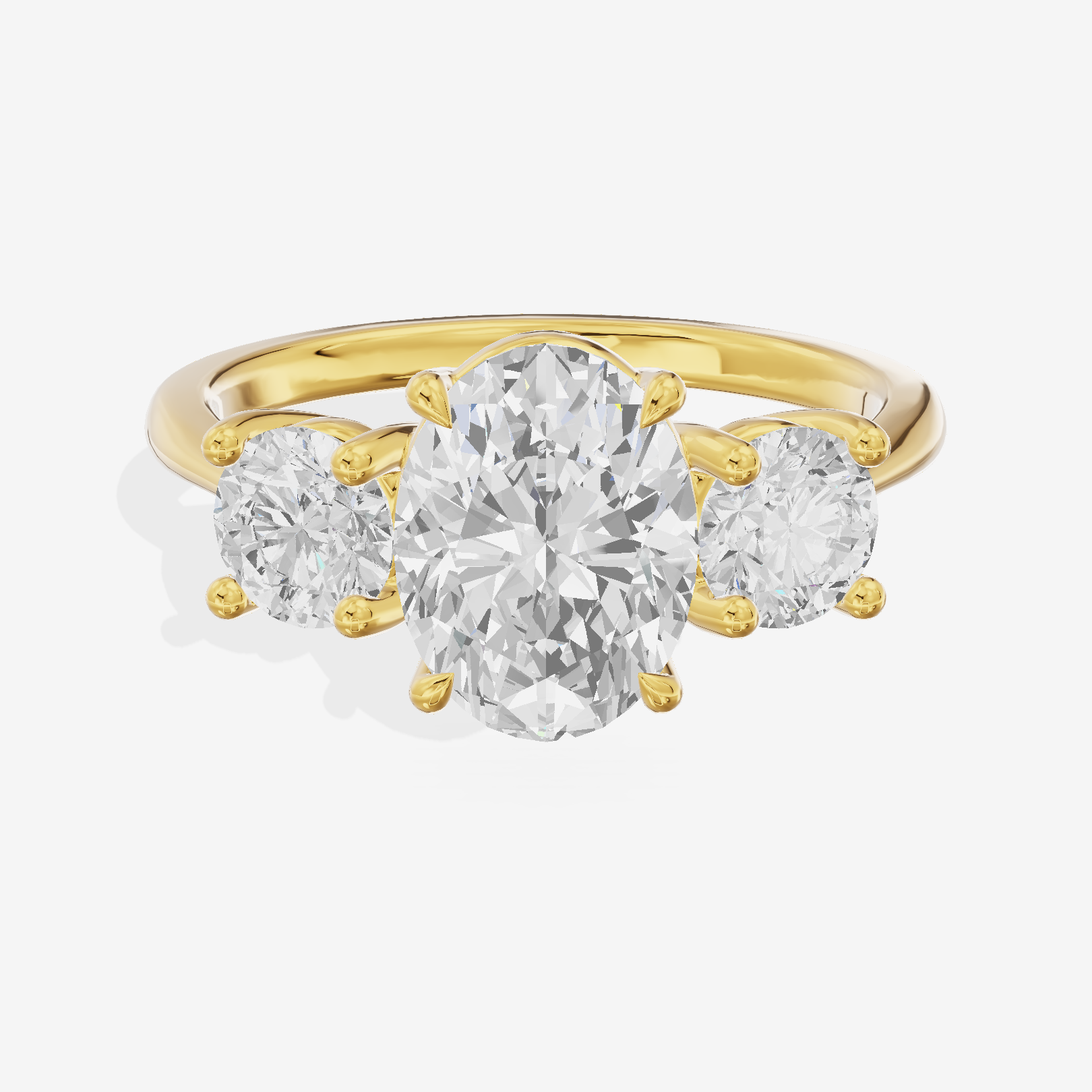 Luxe Trueheart Three Stone Oval Engagement Ring (2/3 ct. tw.) in 18K Yellow Gold