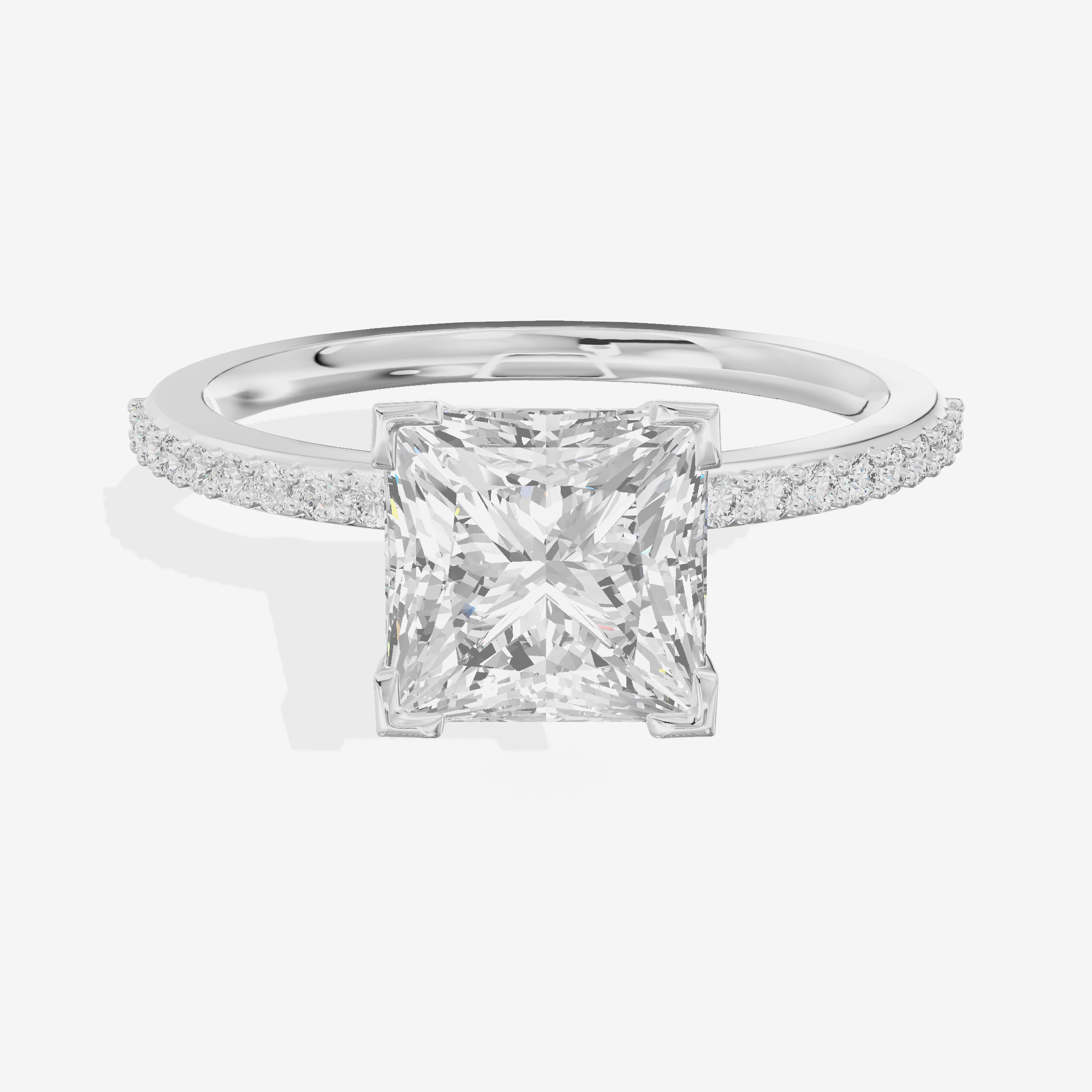 Solea Cathedral 2mm Princess Engagement Ring with Side Stones (1/2 ct. tw.) in Platinum