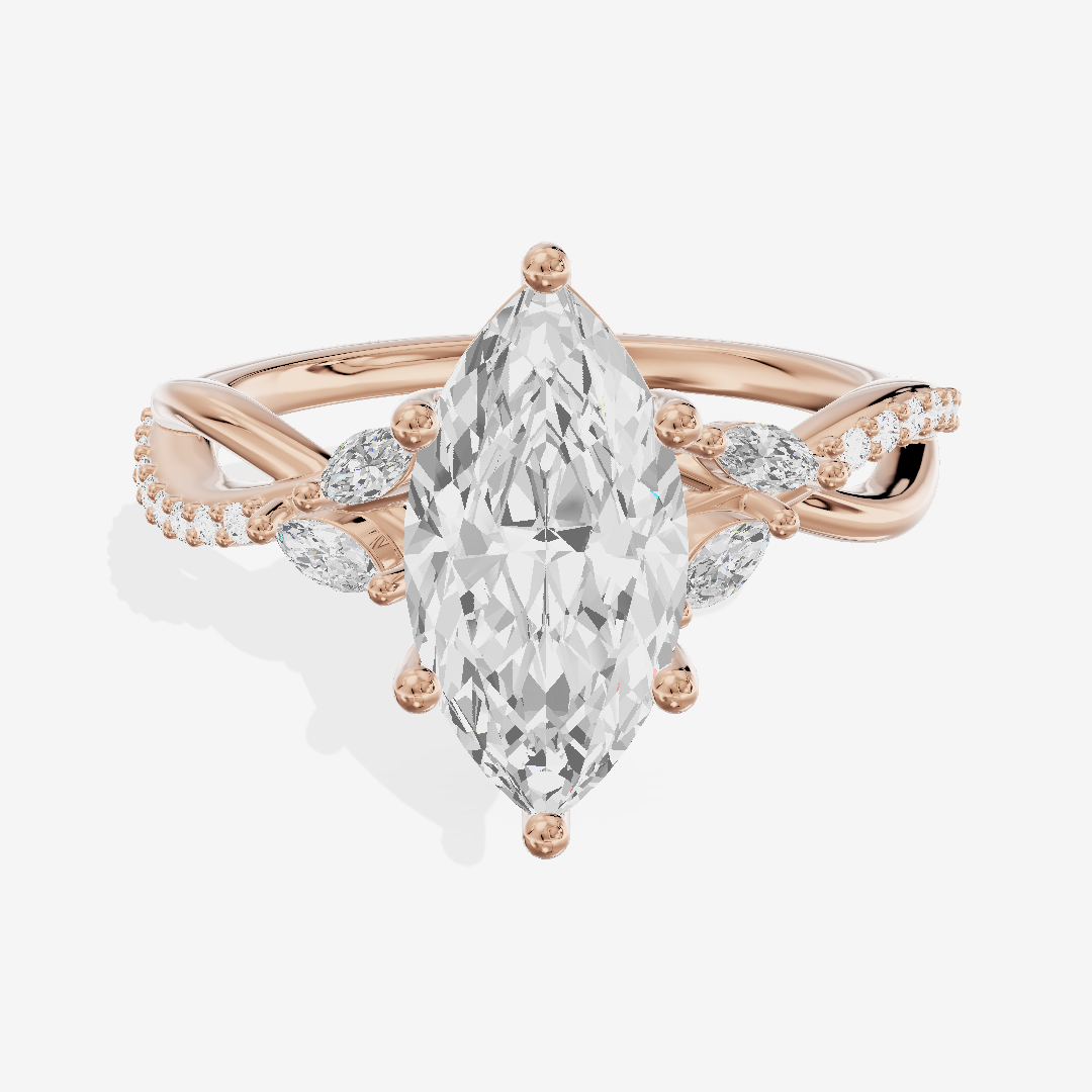 Petite Twine Marquise Twisted Engagement Ring (1/5 ct. tw.) in 18K Rose Gold