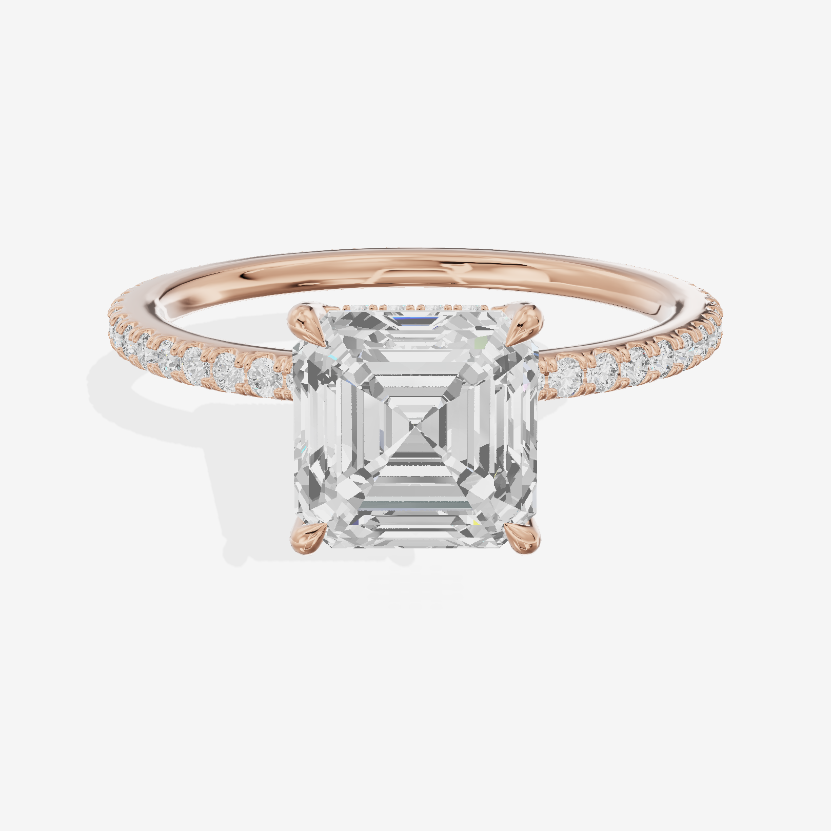 Mirelle Asscher Hidden Halo Engagement Ring (1/3 ct. tw.) in 18K Rose Gold