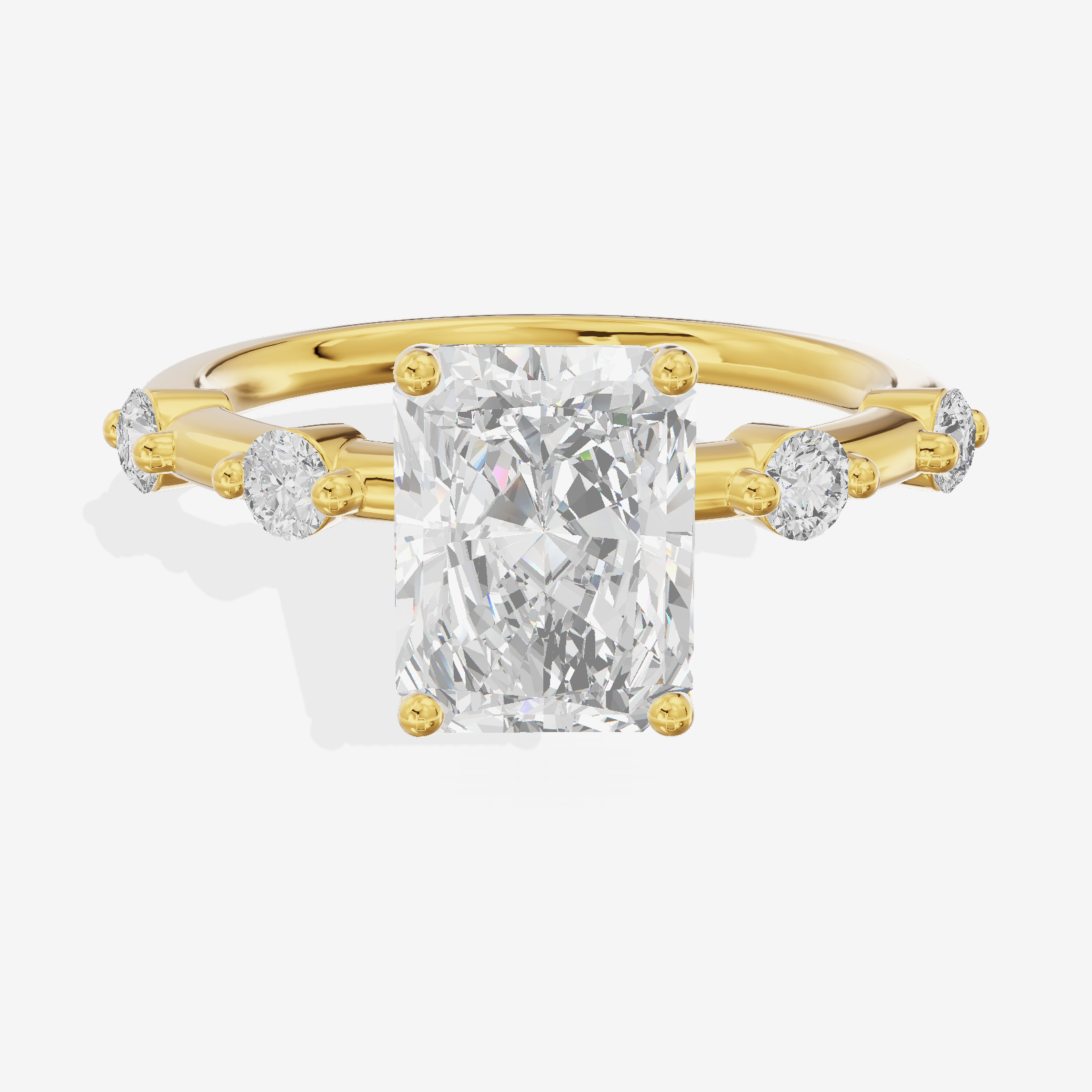 Petite Heartline Radiant Engagement Ring with Side Stones (1/5 ct. tw.) in 18K Yellow Gold