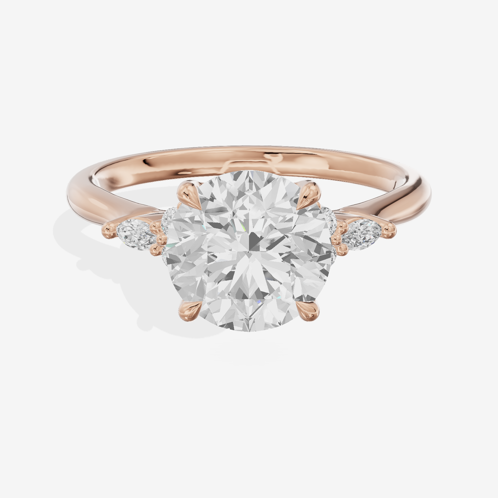Grand Whisper Round Engagement Ring with Side Stones (1/6 ct. tw.) in 18K Rose Gold