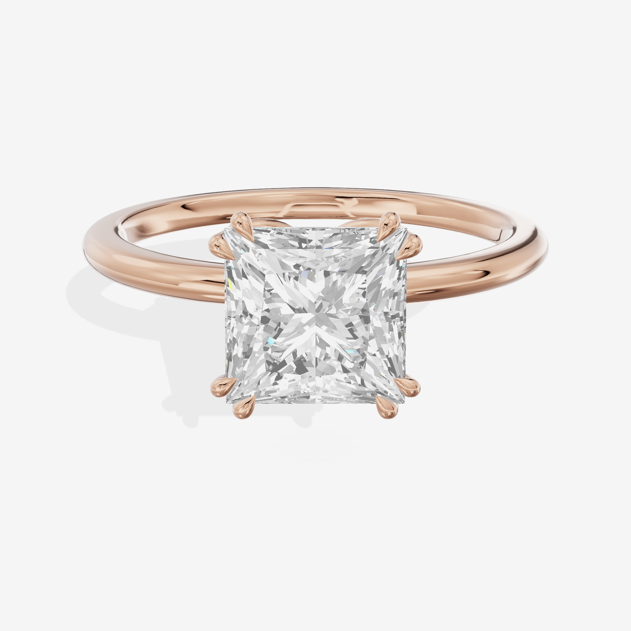 Promezza Solitaire 1.5mm Princess Engagement Ring in 18K Rose Gold
