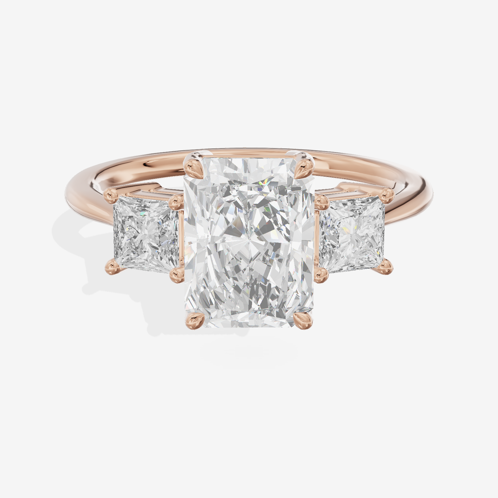 Royal Coeurine Three Stone Radiant Engagement Ring (1/2 ct. tw.) in 18K Rose Gold