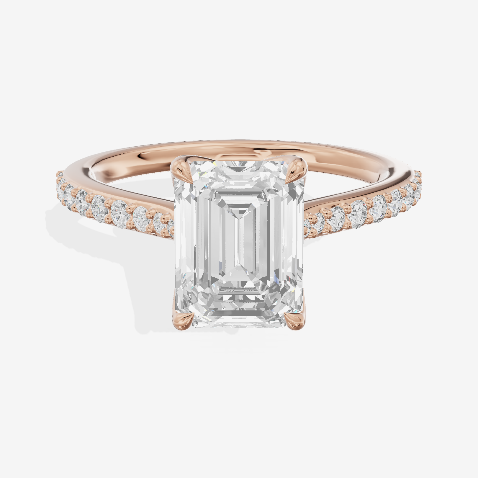 Modern Maia Emerald Engagement Ring with Side Stones (1/5 ct. tw.) in 14K Rose Gold
