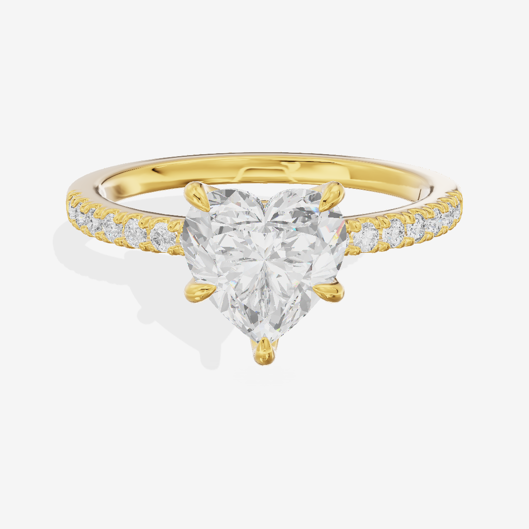 Promezza Cathedral Heart Engagement Ring with Side Stones (1/6 ct. tw.) in 14K Yellow Gold