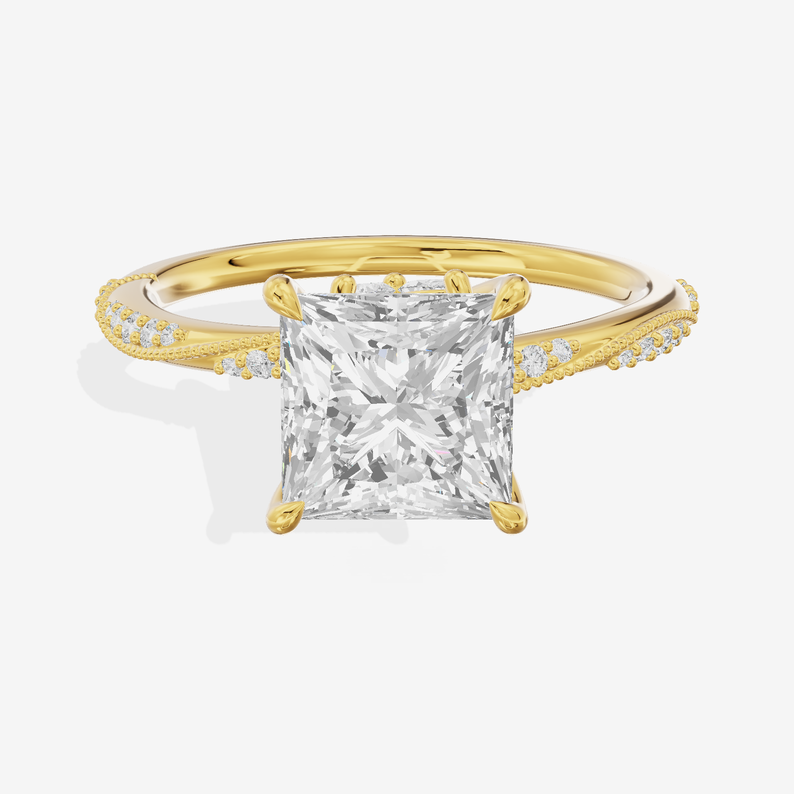 Modern Selenia Princess Engagement Ring with Side Stones (1/6 ct. tw.) in 14K Yellow Gold