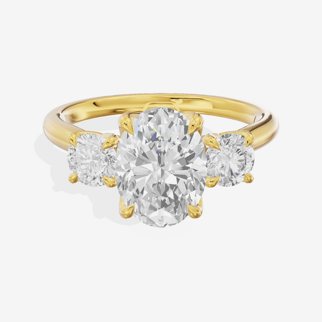 Eternal Sincere Three Stone Oval Engagement Ring (1/2 ct. tw.) in 14K Yellow Gold