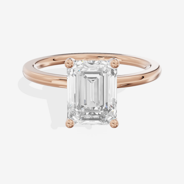 Vowsae Hidden Halo Emerald Engagement Ring (1/20 ct. tw.) in 18K Rose Gold