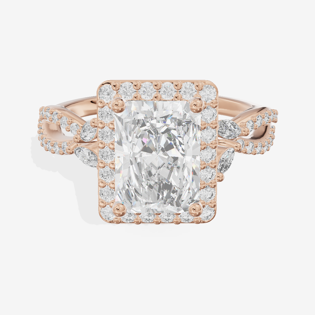 Luxe Reverya Radiant Hidden Halo Engagement Ring (2/5 ct. tw.) in 18K Rose Gold