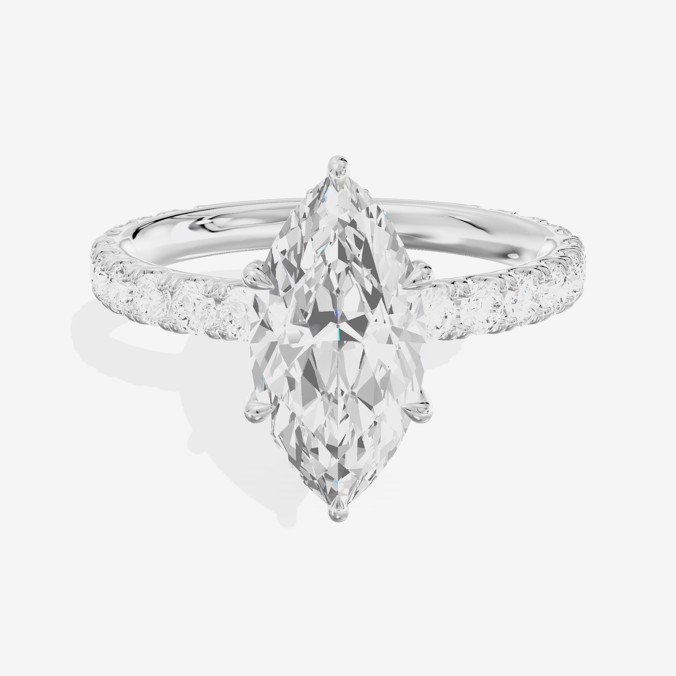Grand Coeurine Marquise Engagement Ring with Side Stones (3/5 ct. tw.) in 18K White Gold