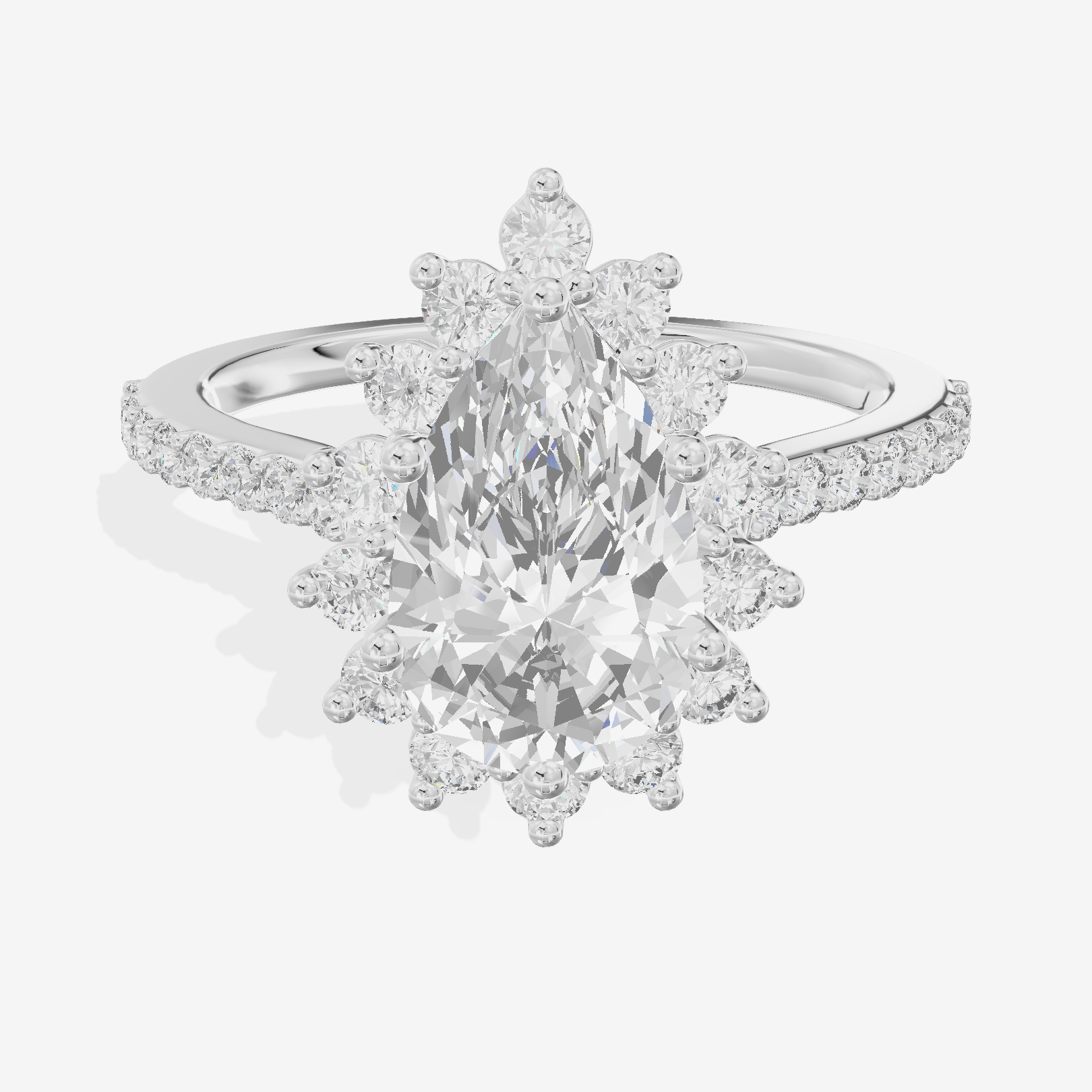 Sincere Halo Pear Engagement Ring (1/15 ct. tw.) in 14K White Gold