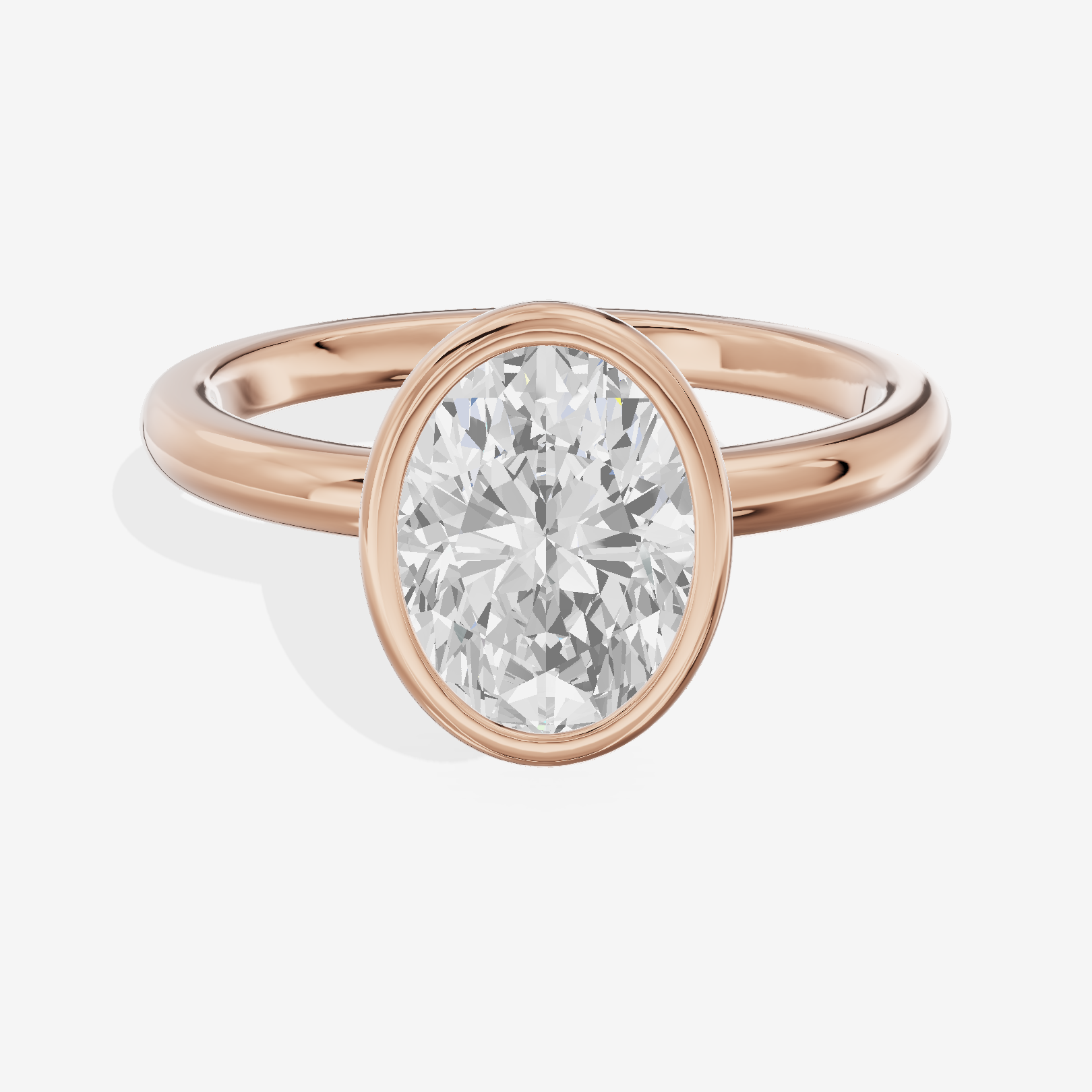 Tensare Bezel 2mm Oval Solitaire Engagement Ring in 18K Rose Gold