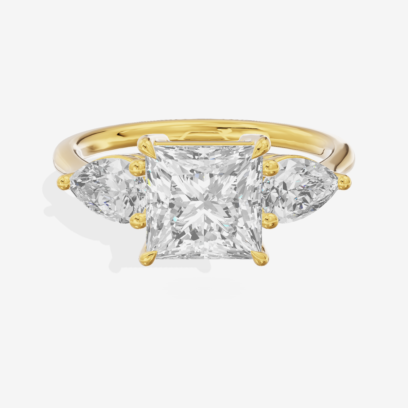 Luxe Adorae Three Stone Princess Engagement Ring (3/4 ct. tw.) in 18K Yellow Gold
