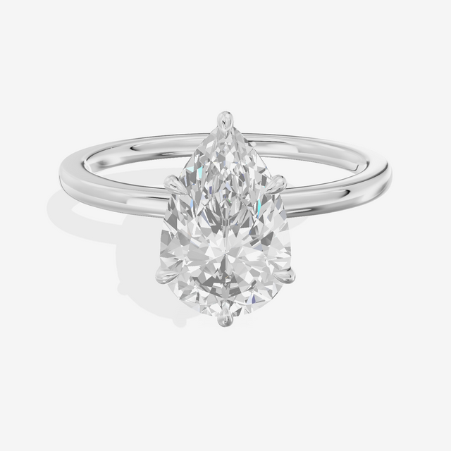 Sincere Halo Pear Engagement Ring (1/15 ct. tw.) in 14K White Gold