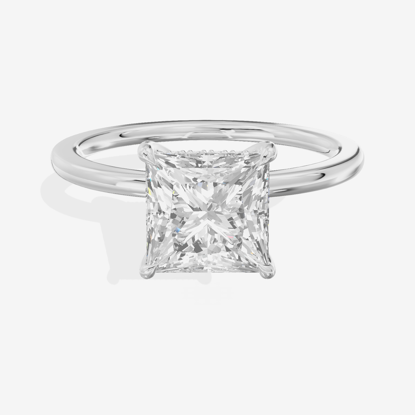 Coeurine Hidden Halo Princess Engagement Ring (1/20 ct. tw.) in 14K White Gold