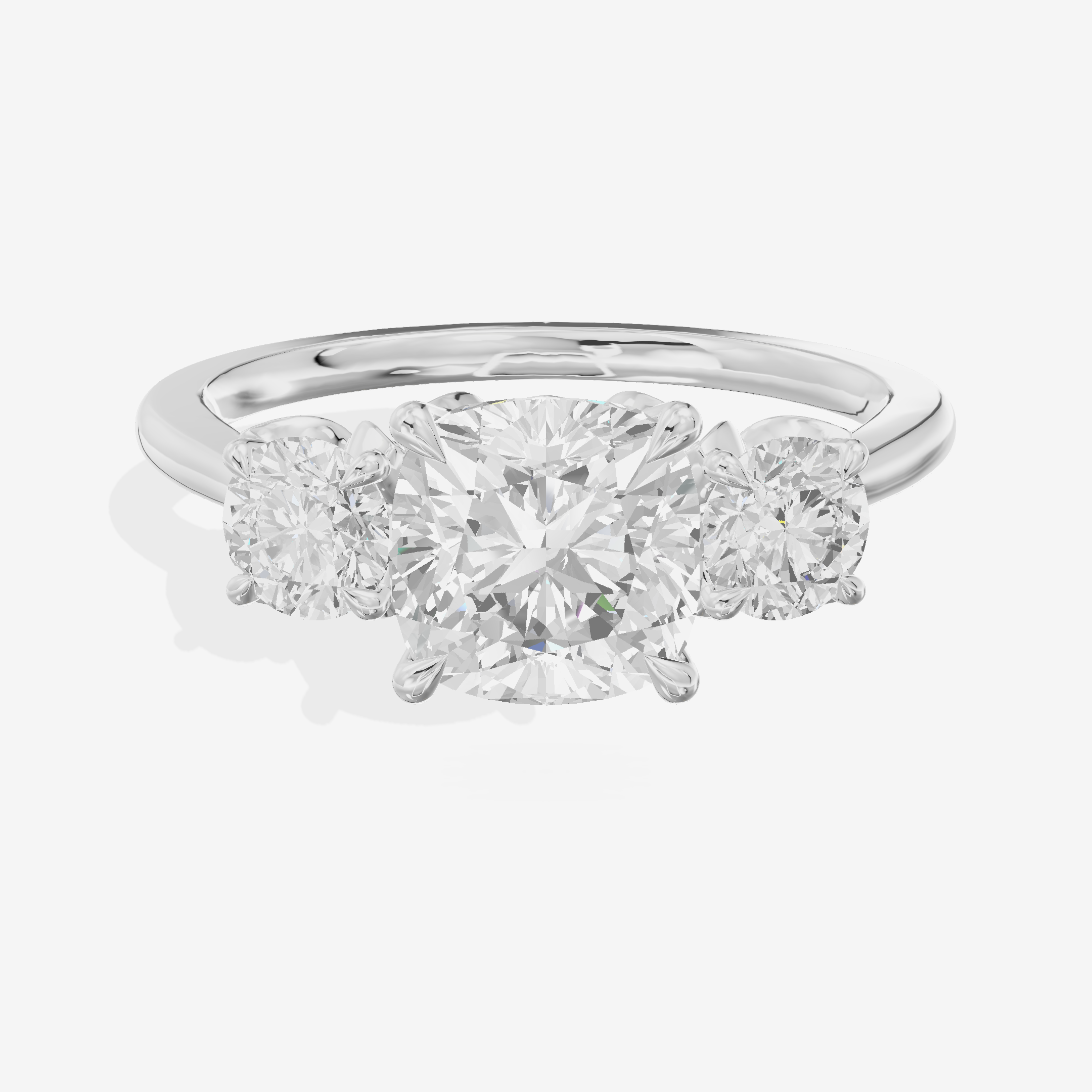 Modern Sincere Three Stone Cushion Engagement Ring (1/2 ct. tw.) in 18K White Gold