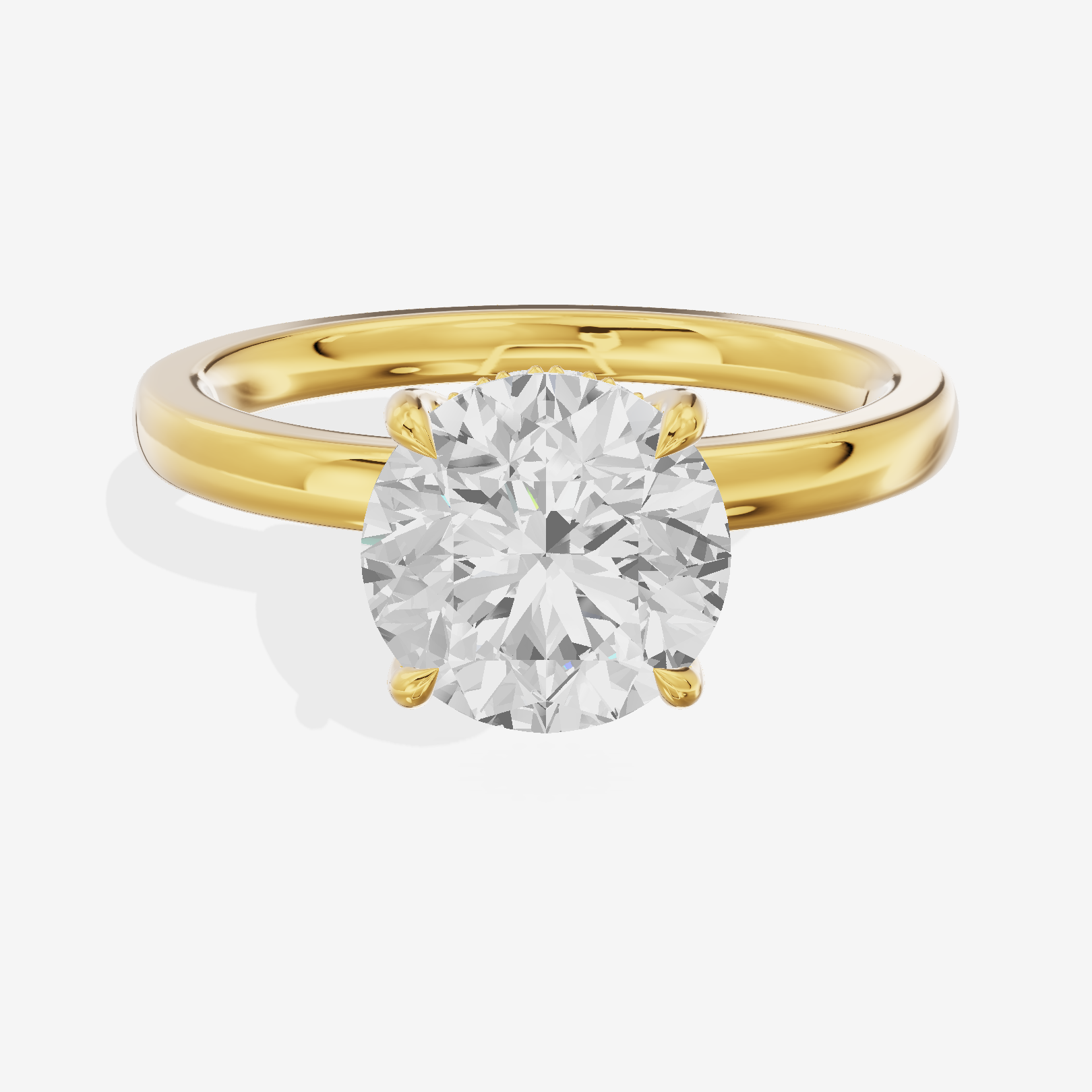 Crowned Whisper Round Hidden Halo Engagement Ring in 18K Yellow Gold
