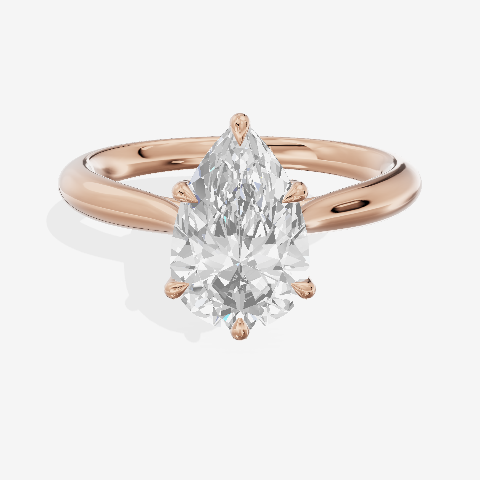 Crowned Halcyon 2.5mm Pear Six-Prong Engagement Ring in 18K Rose Gold