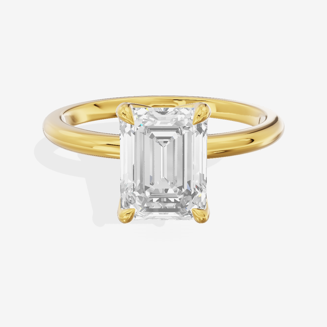 Vintage Aimora 1.8mm Emerald Solitaire Engagement Ring in 18K Yellow Gold