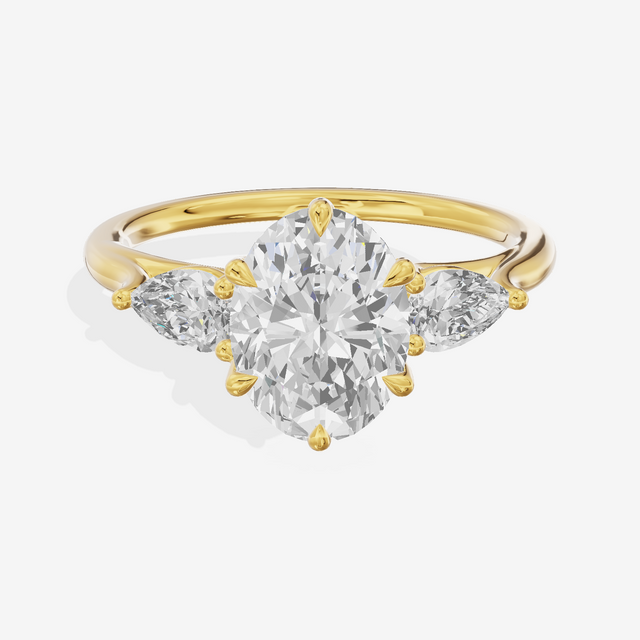 Luxe Sincere Three Stone Oval Engagement Ring (2/5 ct. tw.) in 14K Yellow Gold