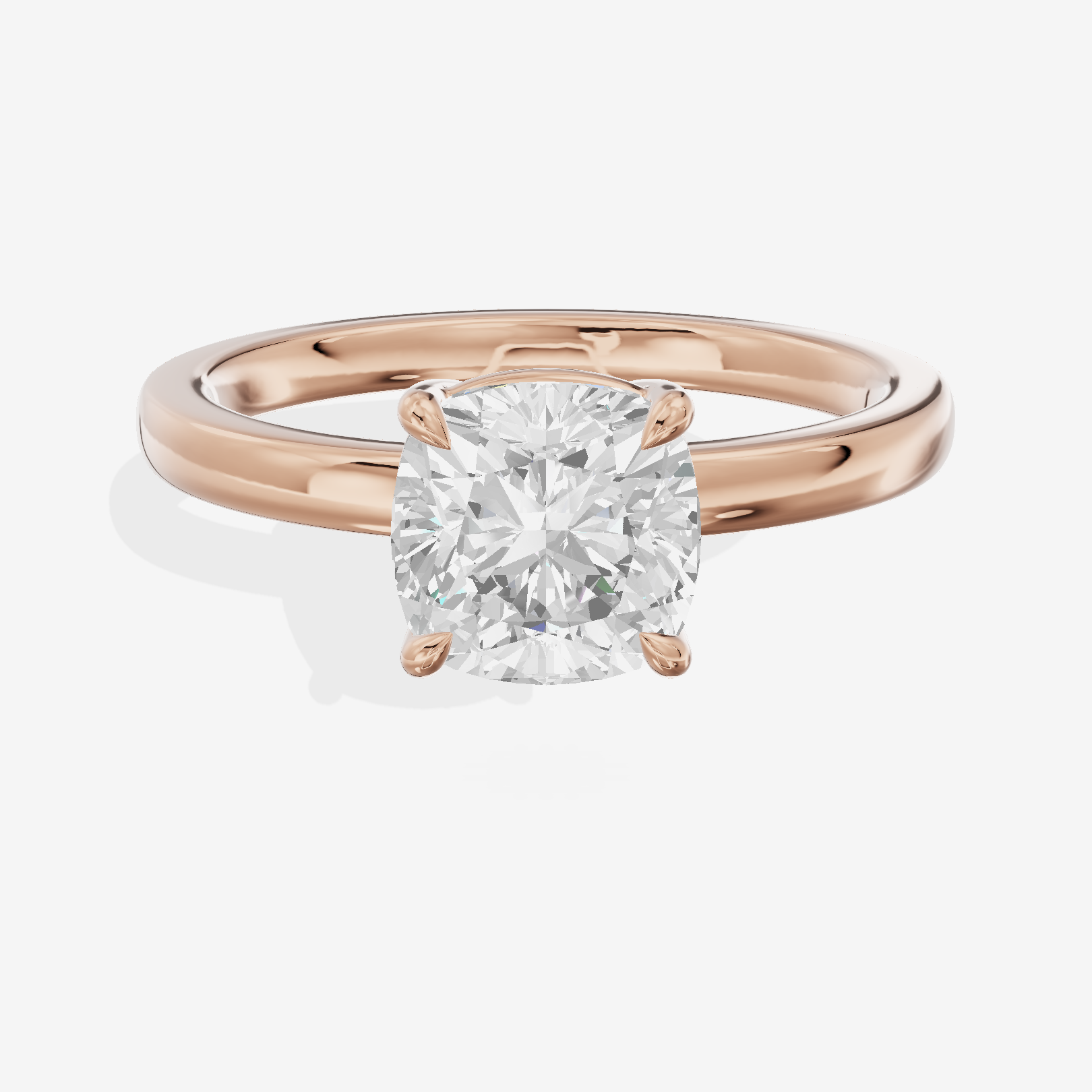 Heartline 2mm Cushion Solitaire Engagement Ring in 14K Rose Gold