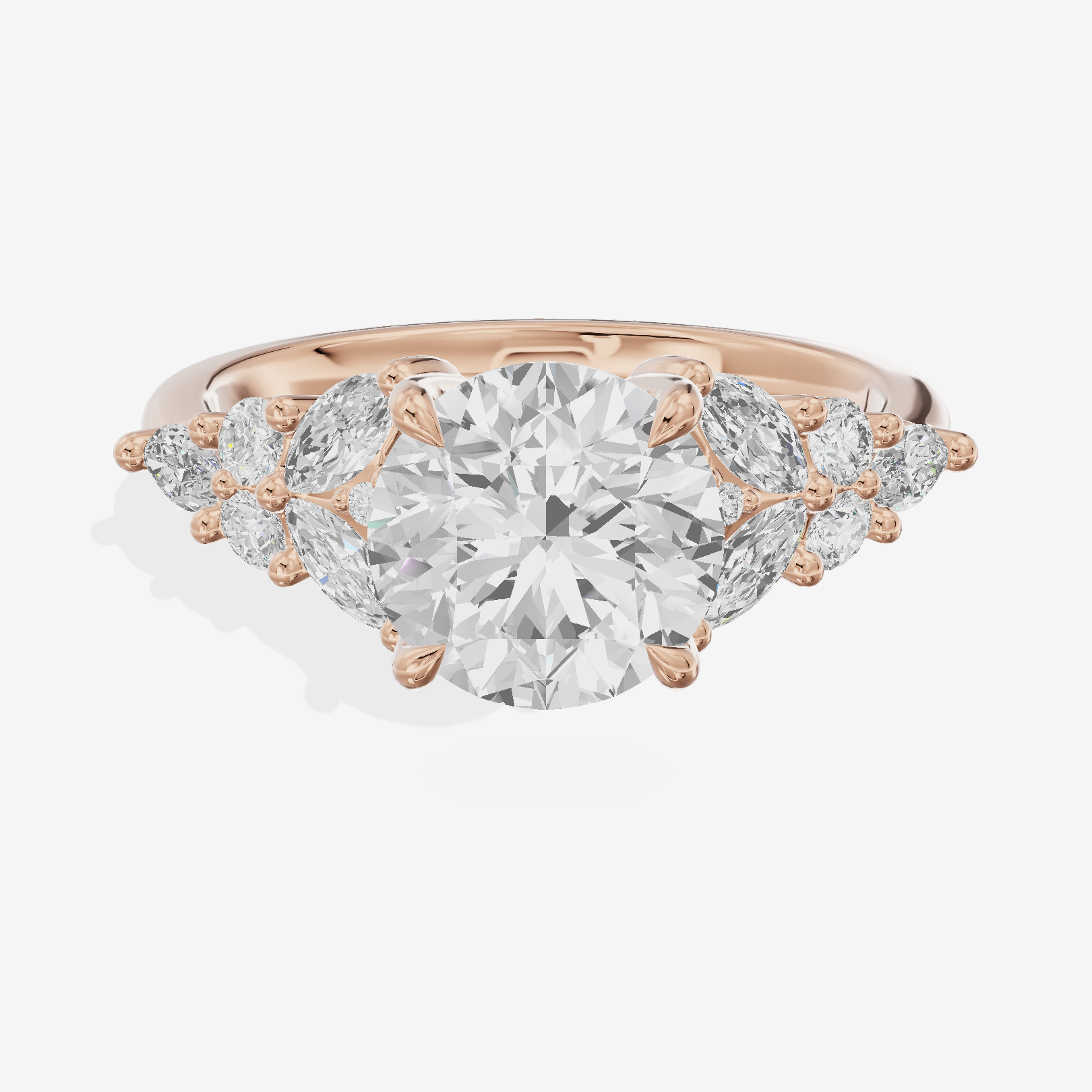 Tender Trueheart Round Engagement Ring with Side Stones (1/2 ct. tw.) in 14K Rose Gold