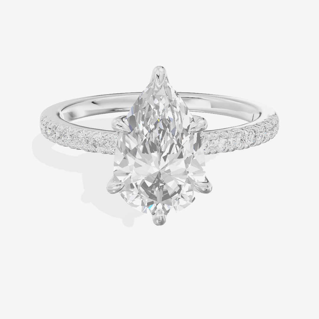 Promezza Cathedral Pear Engagement Ring with Side Stones (1/6 ct. tw.) in 14K White Gold