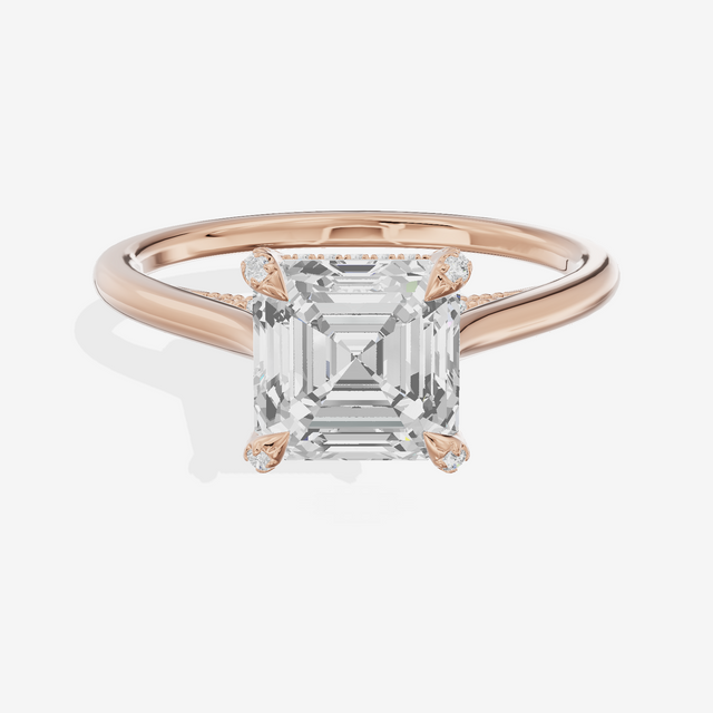Grand Vowsae Asscher Engagement Ring with Side Stones (1/5 ct. tw.) in 14K Rose Gold