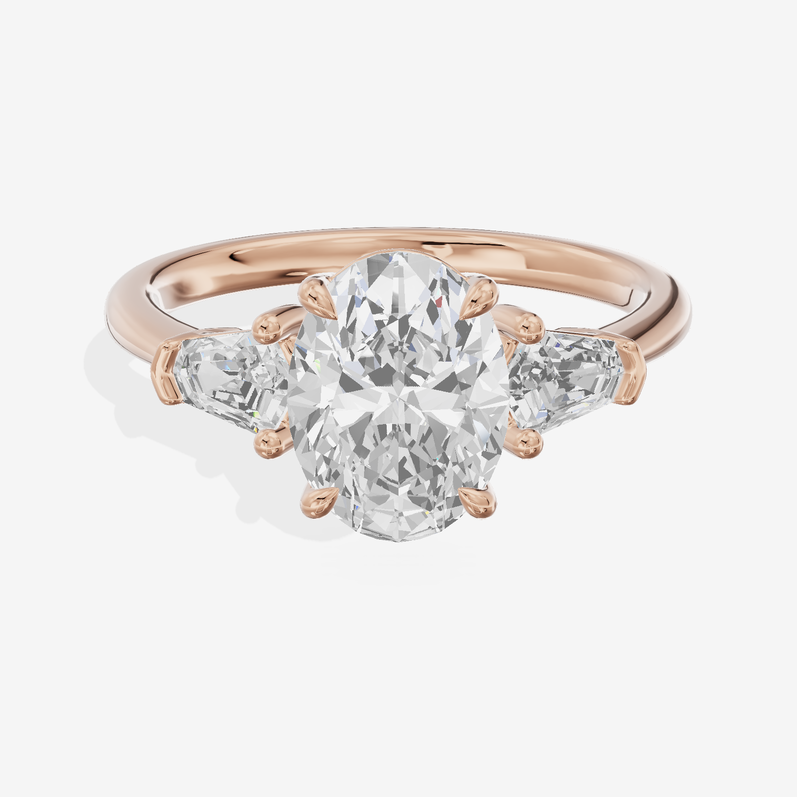 Maia Three Stone Oval Engagement Ring (1/4 ct. tw.) in 14K Rose Gold