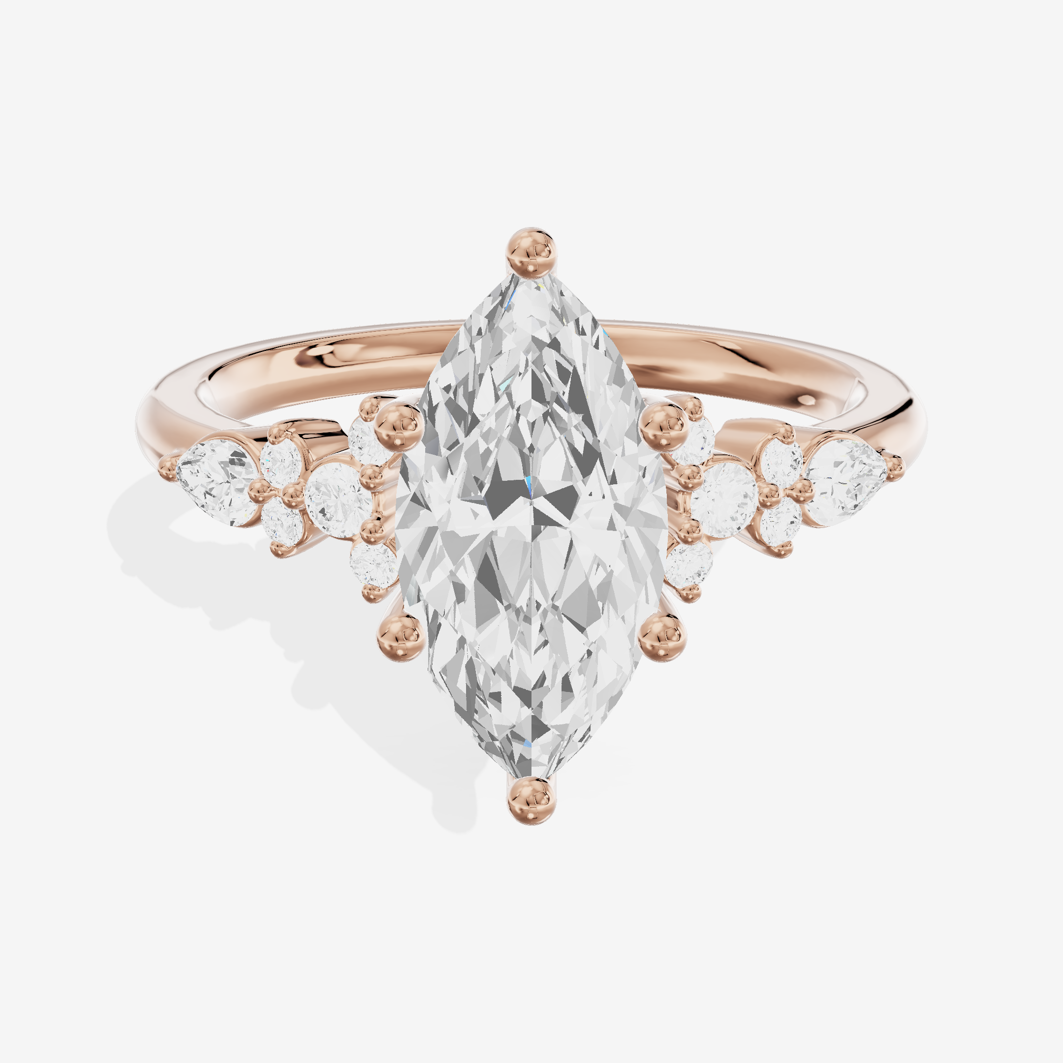 Tender Adorae Marquise Engagement Ring with Side Stones (1/5 ct. tw.) in 14K Rose Gold