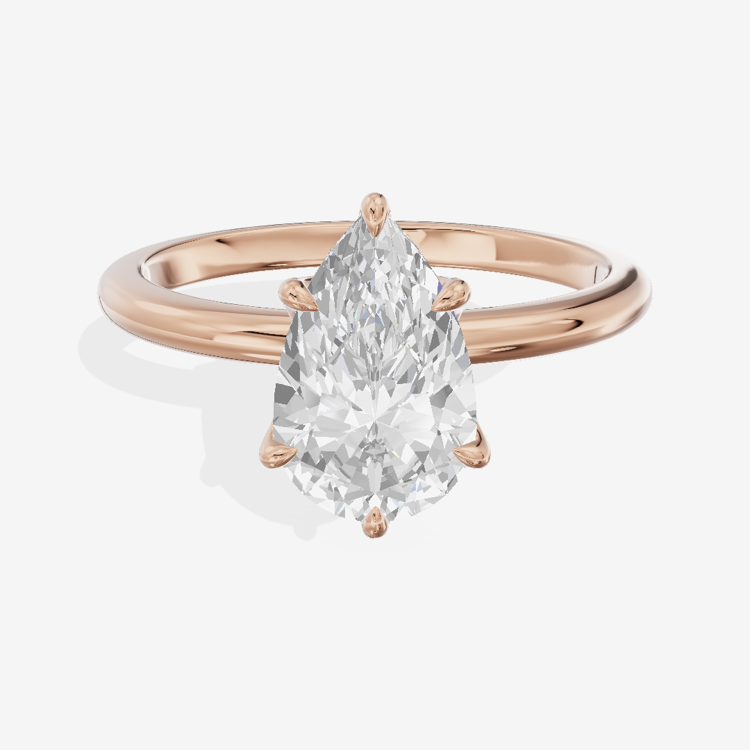 Classic Reverya Pear Hidden Halo Engagement Ring (1/20 ct. tw.) in 14K Rose Gold