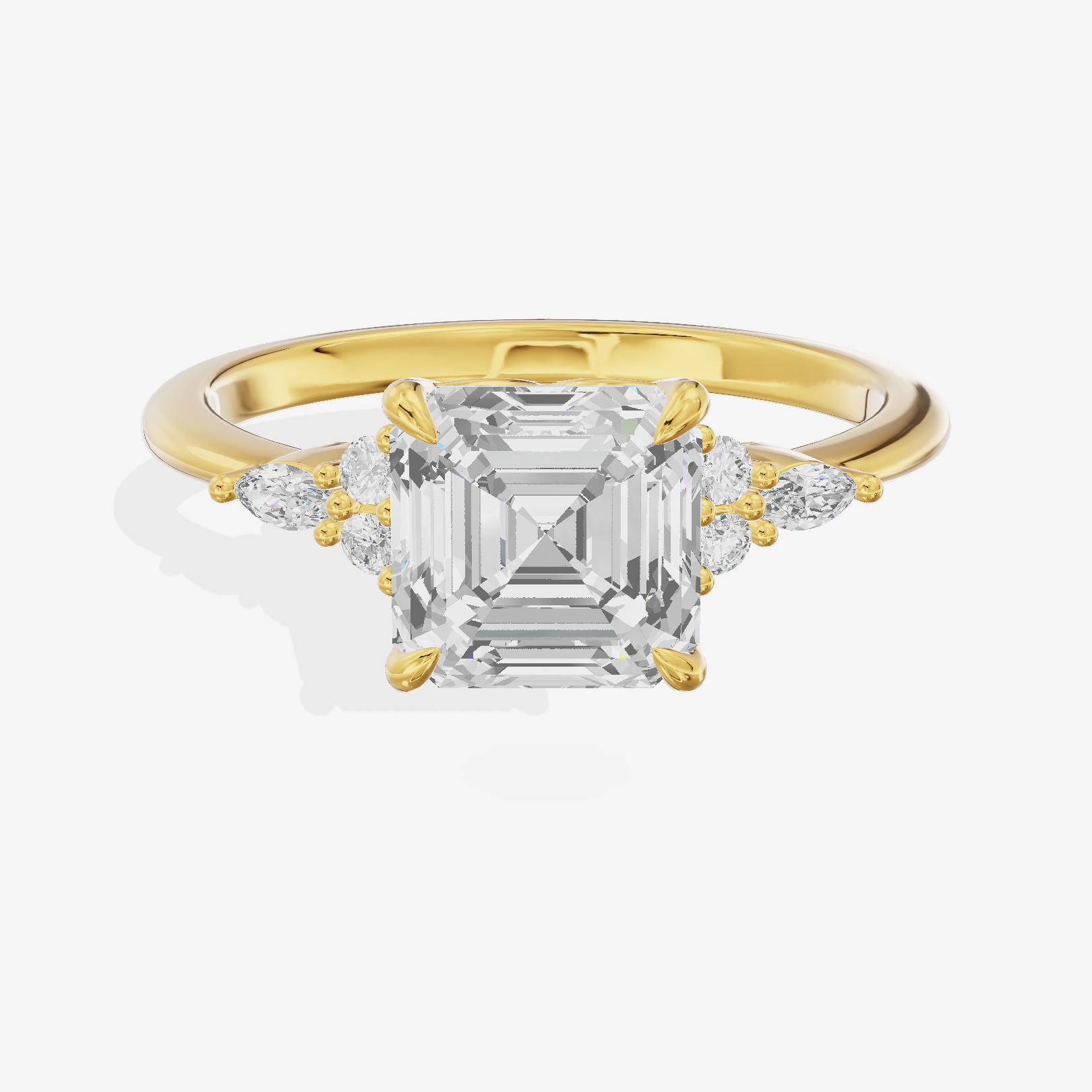 Luxe Tender Asscher Engagement Ring with Side Stones (1/8 ct. tw.) in 14K Yellow Gold