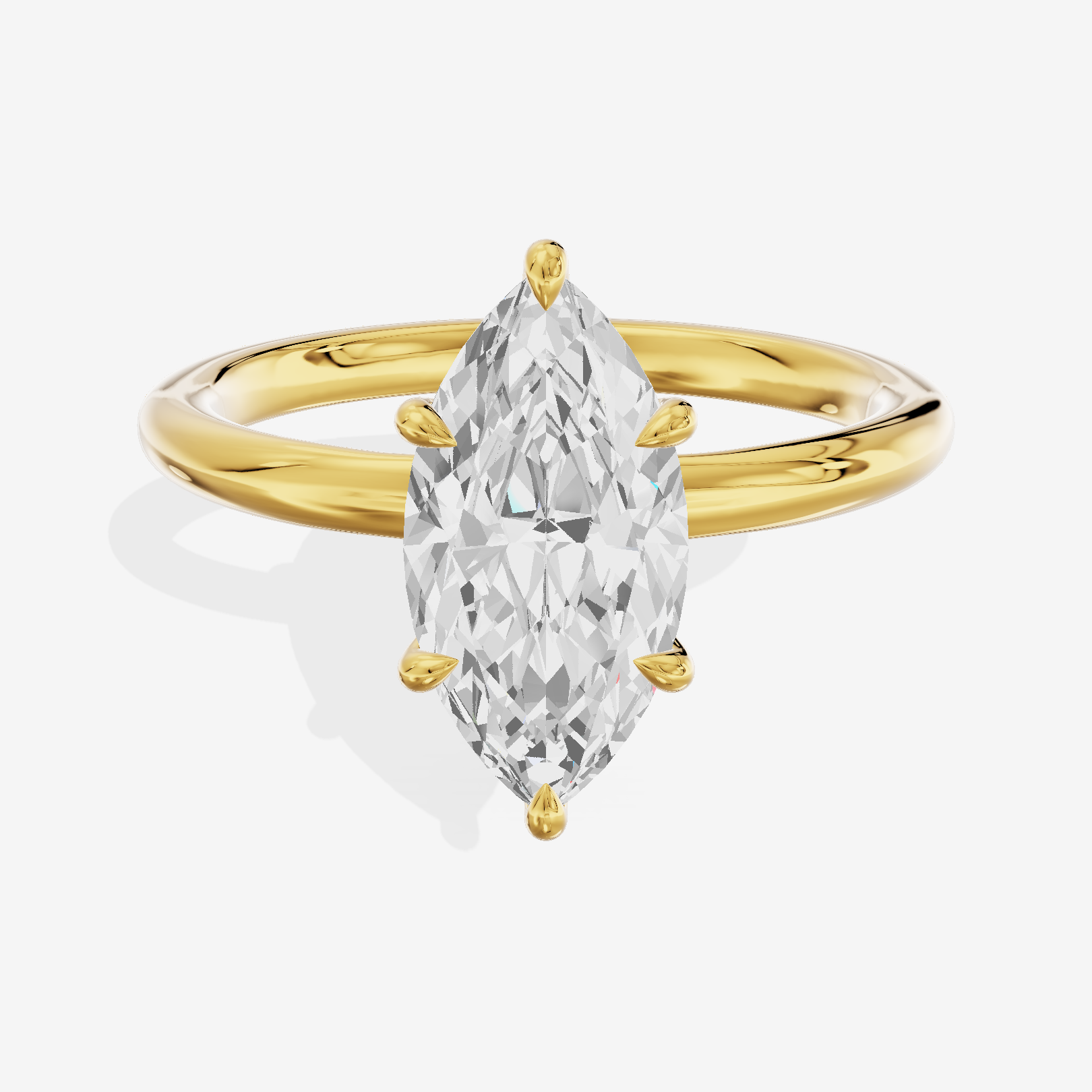 Adorae Solitaire 2mm Marquise Engagement Ring in 18K Yellow Gold