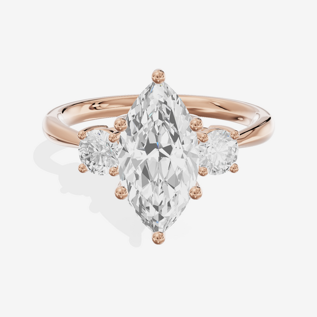 Grand Sincere Three Stone Marquise Engagement Ring (1/3 ct. tw.) in 18K Rose Gold
