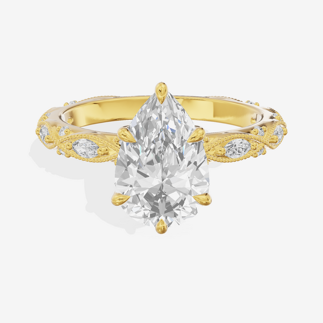 Vintage Whisper Pear Engagement Ring (1/4 ct. tw.) in 14K Yellow Gold