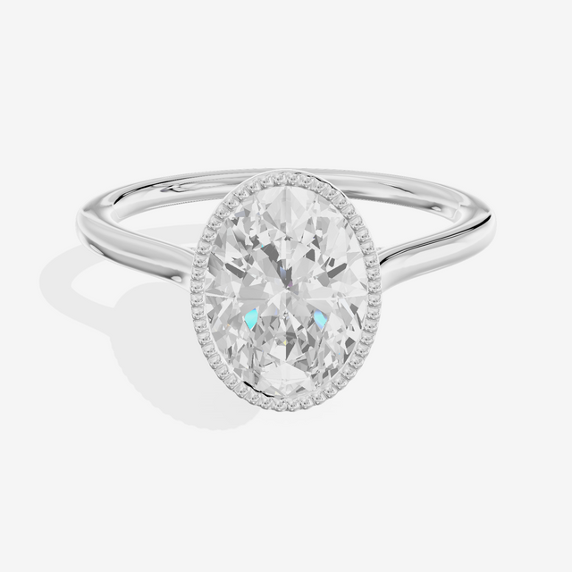 Modern Coeurine 1.5mm Oval Bezel Engagement Ring in 14K White Gold