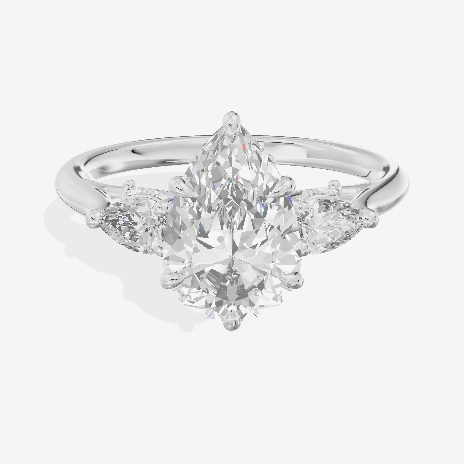 Classic Vowsae Three Stone Pear Engagement Ring (3/5 ct. tw.) in 18K White Gold