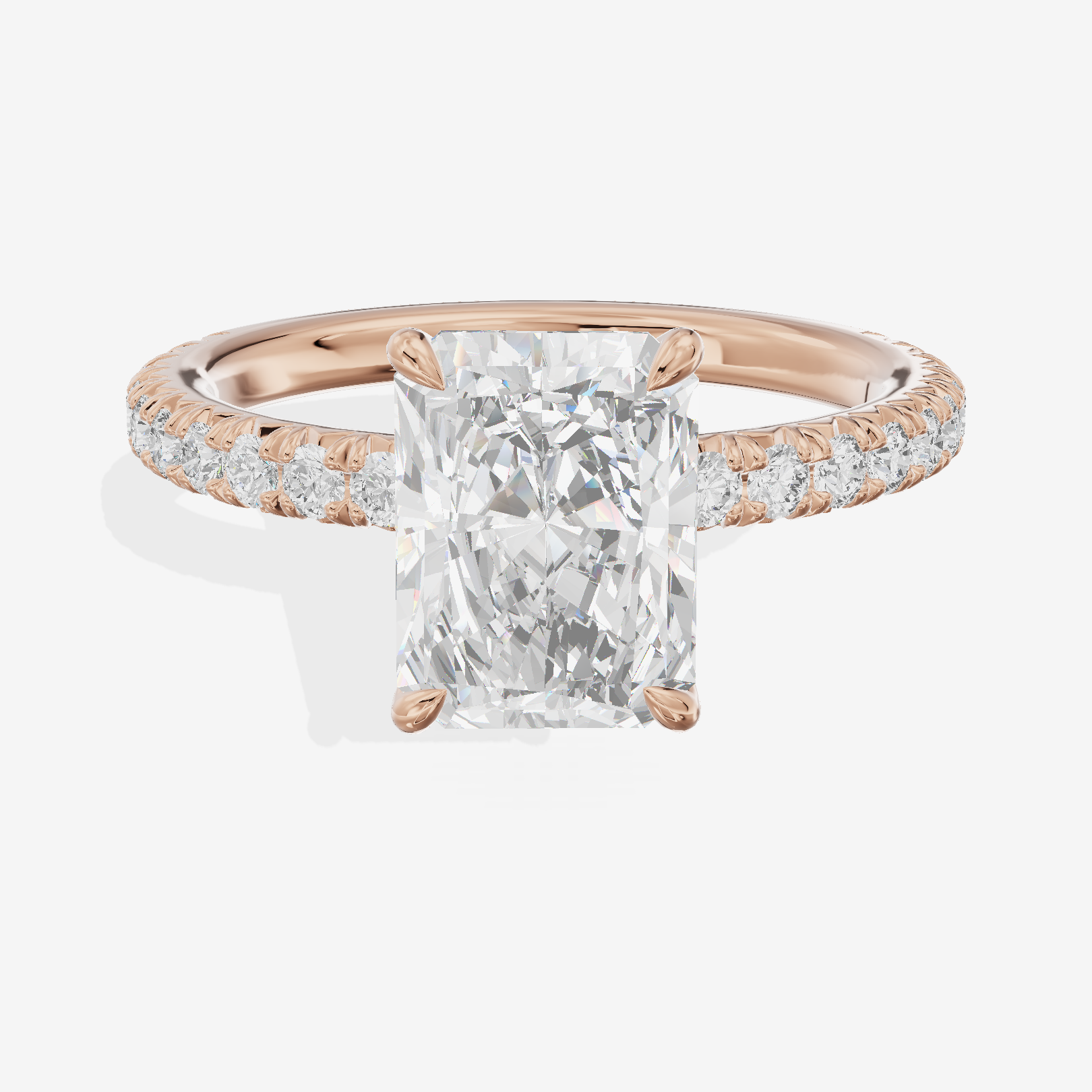 Twined Maia Radiant Engagement Ring with Side Stones (1/2 ct. tw.) in 14K Rose Gold