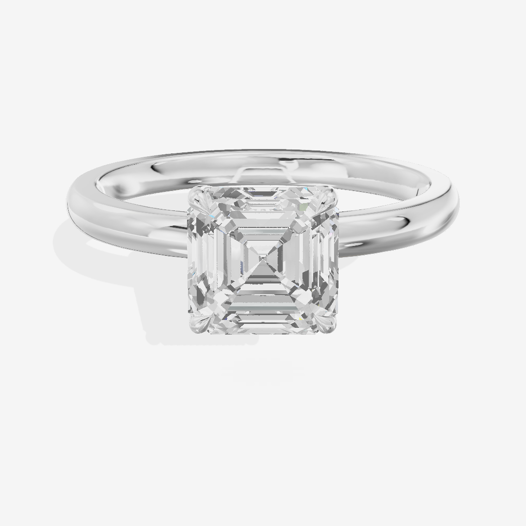 Petite Tender 2mm Asscher Solitaire Engagement Ring in 18K White Gold
