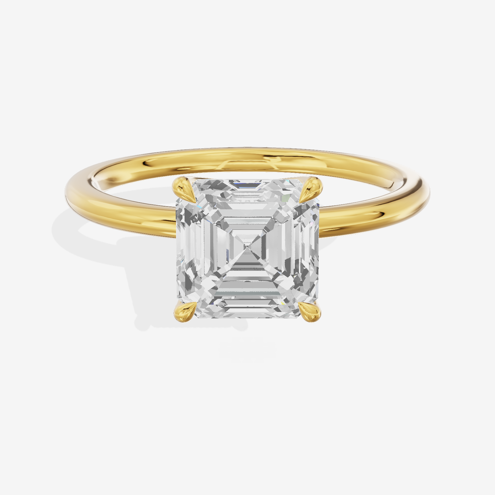 Petite Aimora 1.5mm Asscher Solitaire Engagement Ring in 14K Yellow Gold