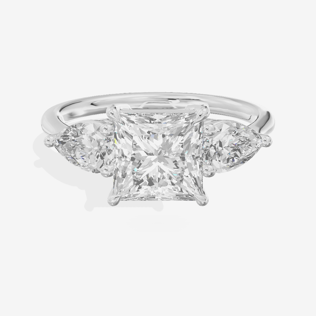 Luxe Adorae Three Stone Princess Engagement Ring (3/4 ct. tw.) in 14K White Gold