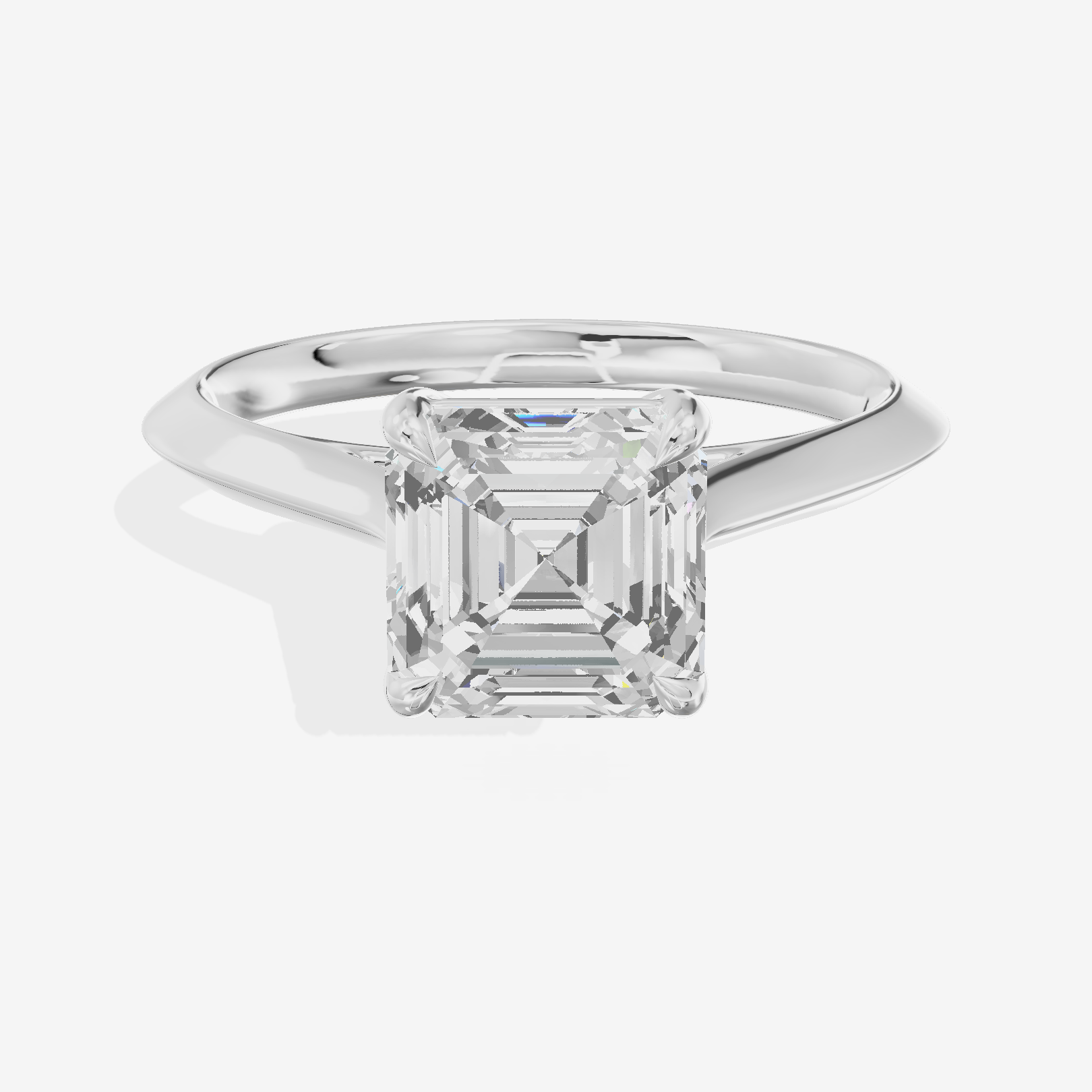 Belovae Solitaire 2mm Asscher Engagement Ring in 14K White Gold