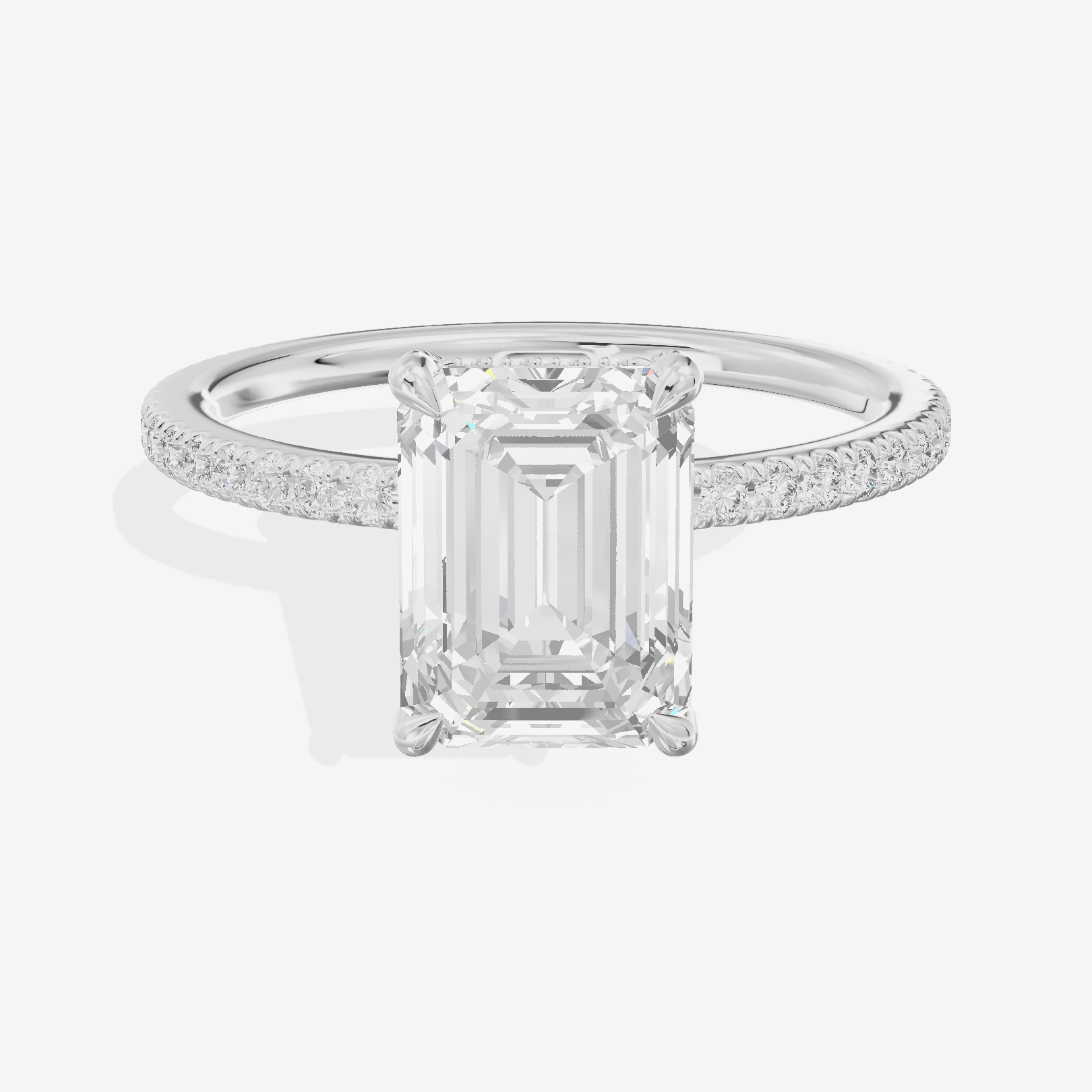 Lustrous Sincere Emerald Engagement Ring with Side Stones (1/3 ct. tw.) in Platinum
