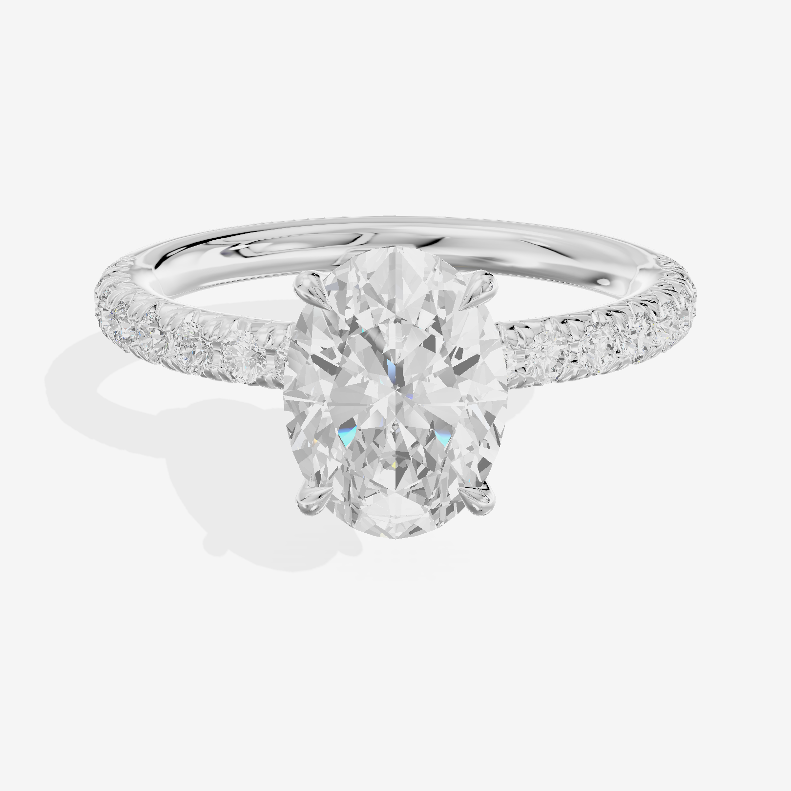 Bowed Whisper Oval Engagement Ring with Side Stones (1/4 ct. tw.) in 18K White Gold