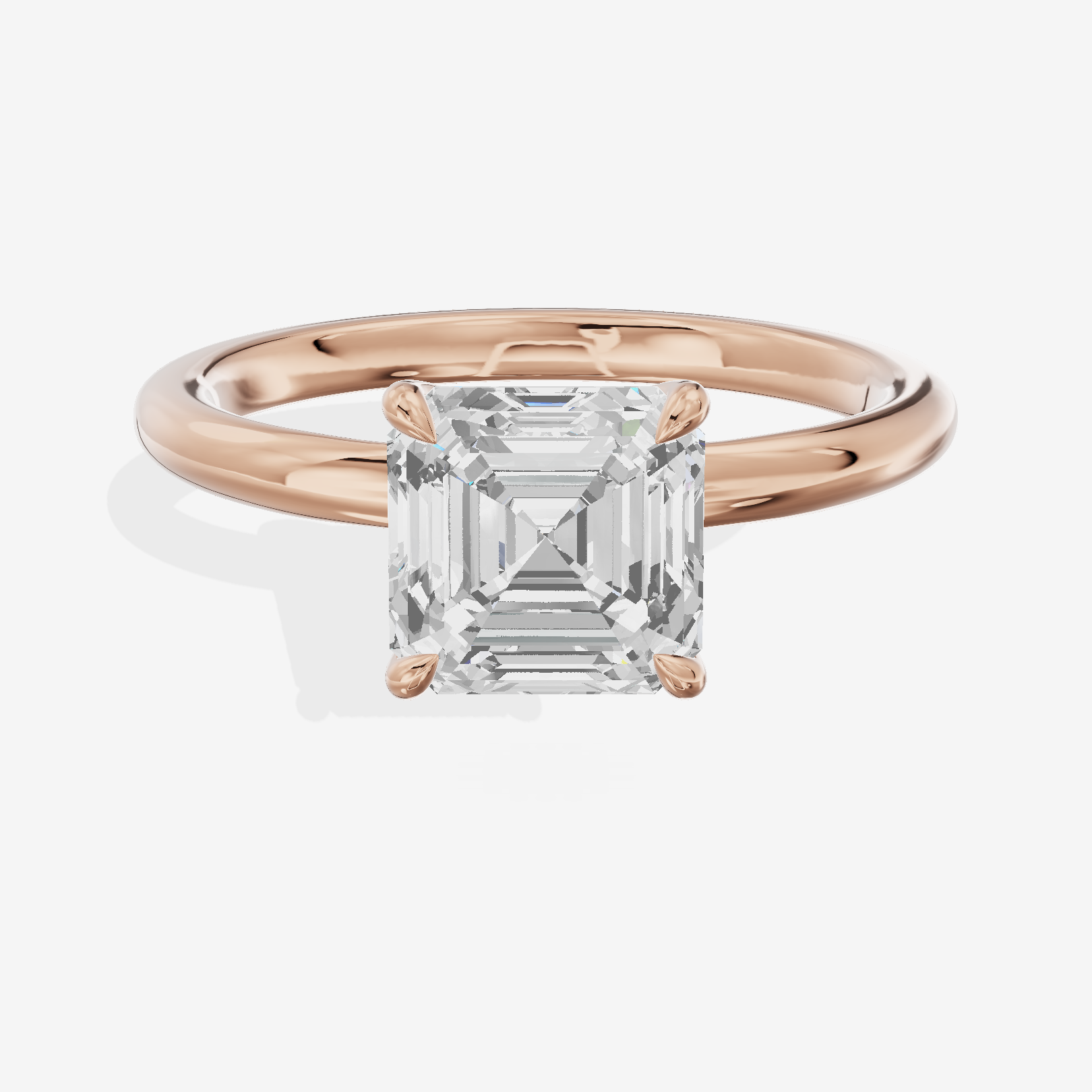 Adorae Solitaire 2mm Asscher Engagement Ring in 14K Rose Gold