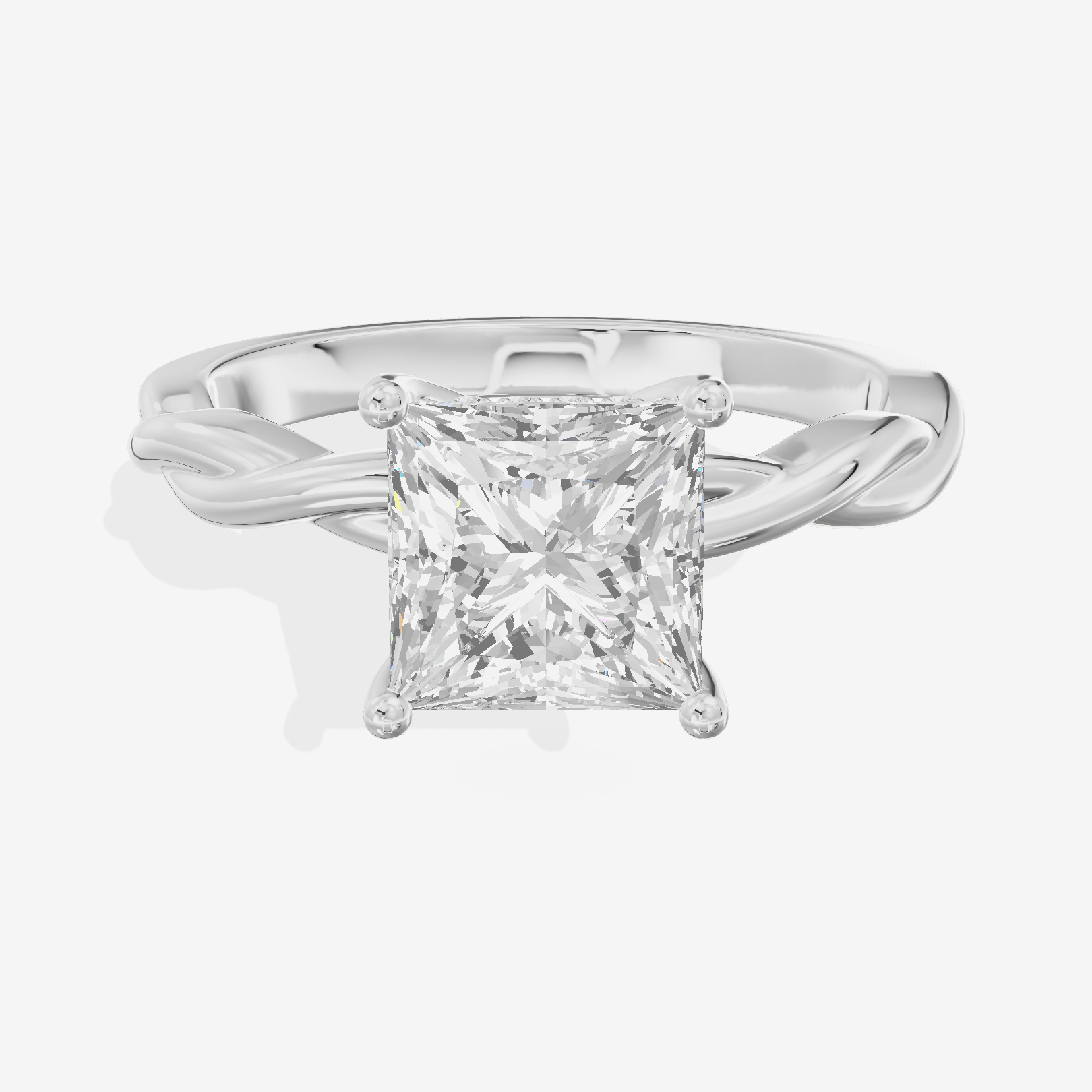 Twine Hidden Halo Princess Engagement Ring (1/20 ct. tw.) in 14K White Gold