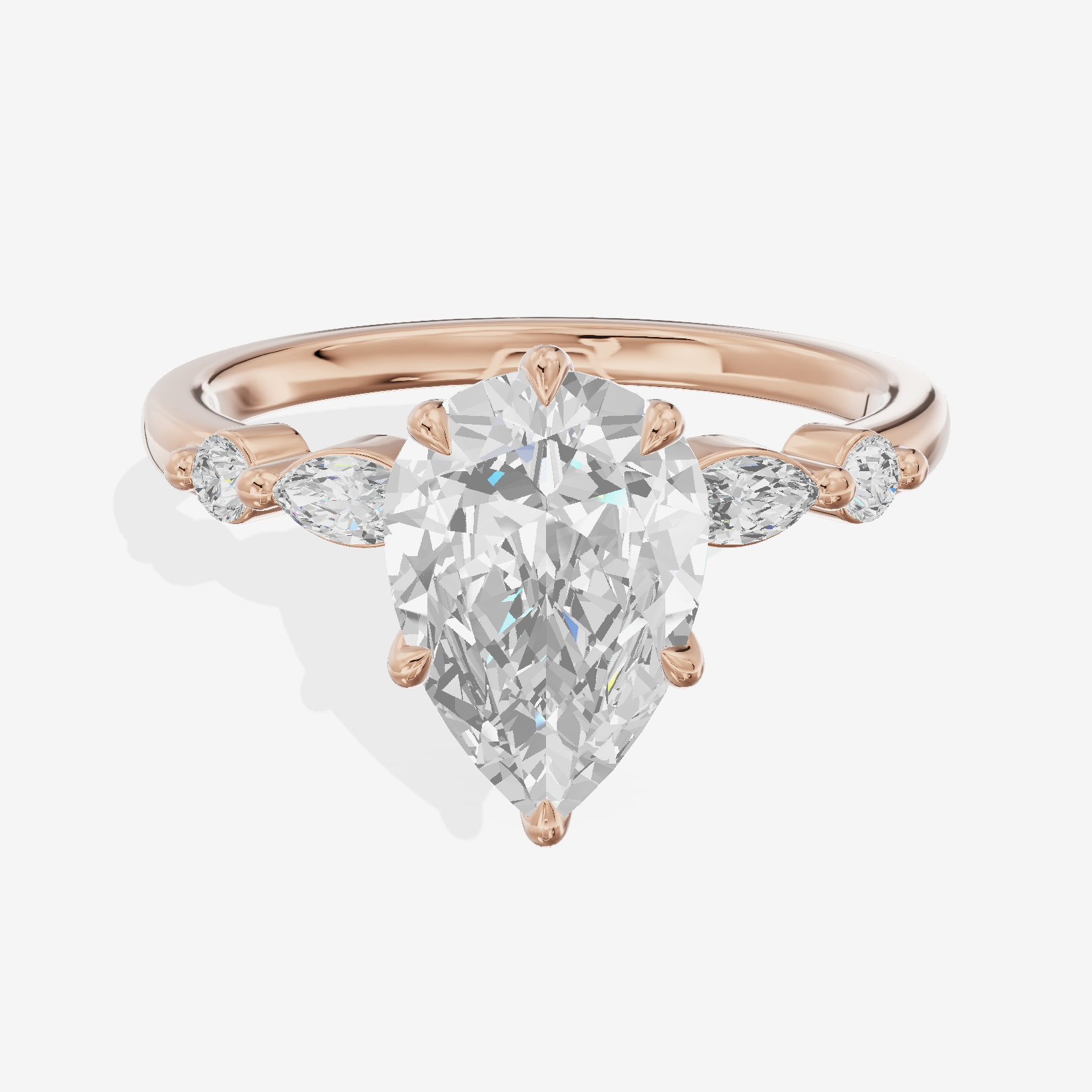 Eternal Promezza Pear Engagement Ring with Side Stones (1/6 ct. tw.) in 18K Rose Gold