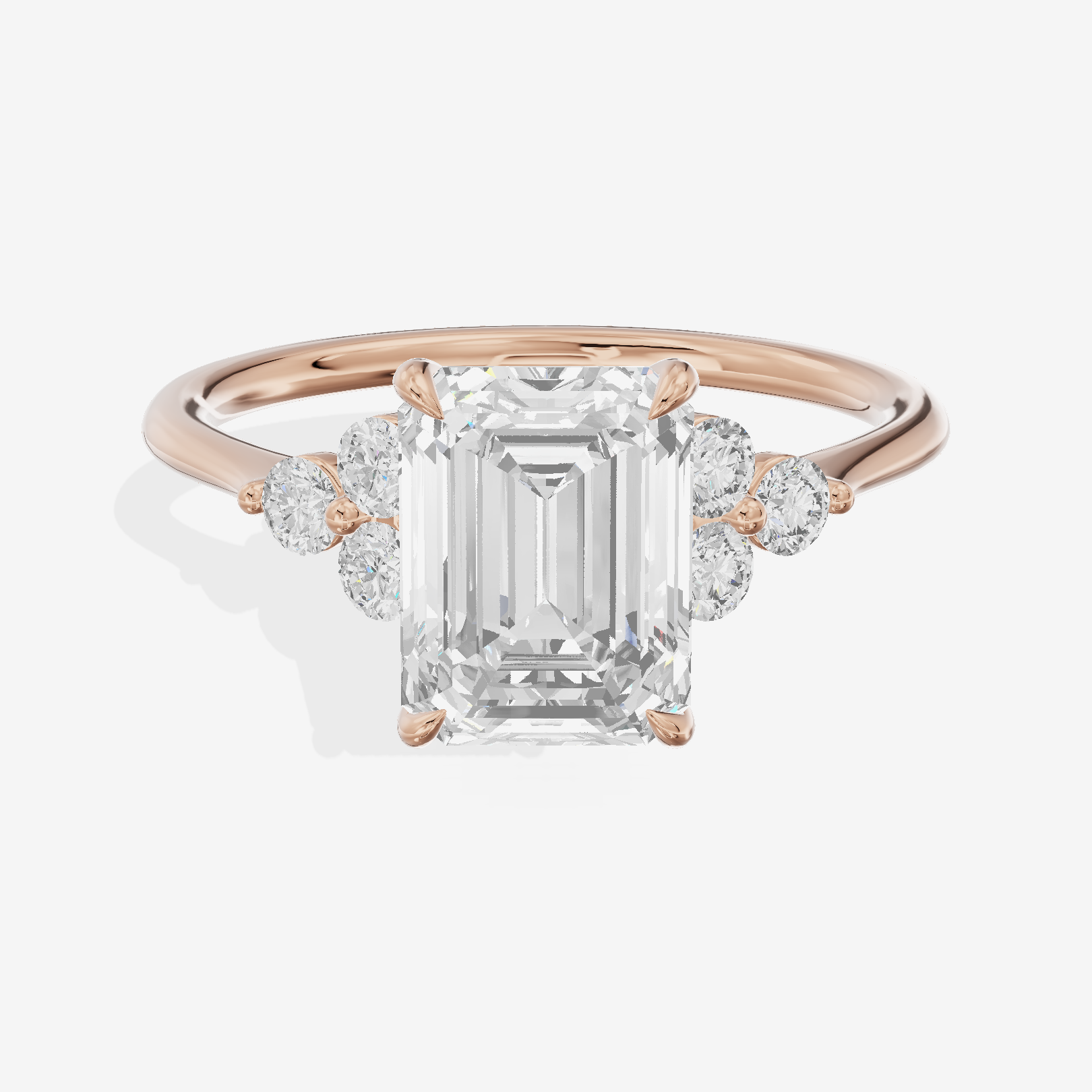 Luxe Trueheart Emerald Engagement Ring with Side Stones (1/5 ct. tw.) in 18K Rose Gold