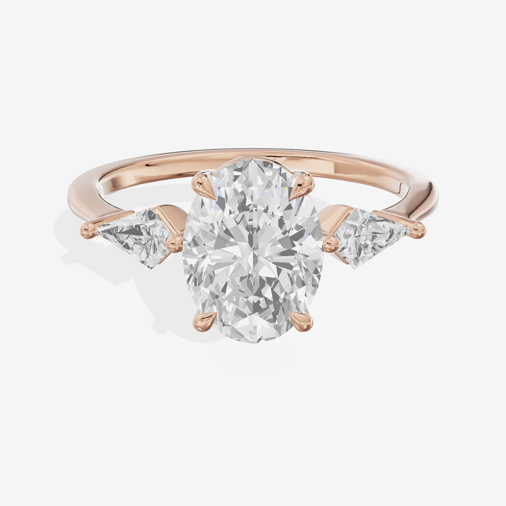 Luxe Maia Three Stone Oval Engagement Ring (1/3 ct. tw.) in 18K Rose Gold